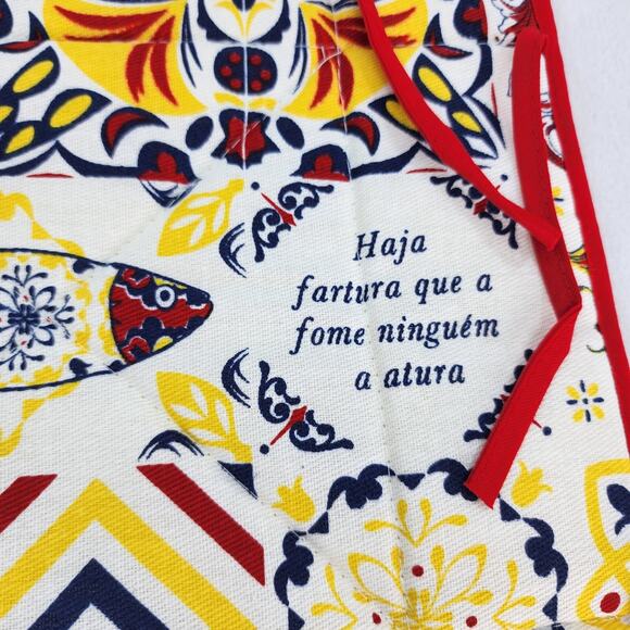 Vintage 90s Portugal Quilted Casserole Caddy Carrier 13x13 Cotton Tie Bakeware - Picture 9 of 12